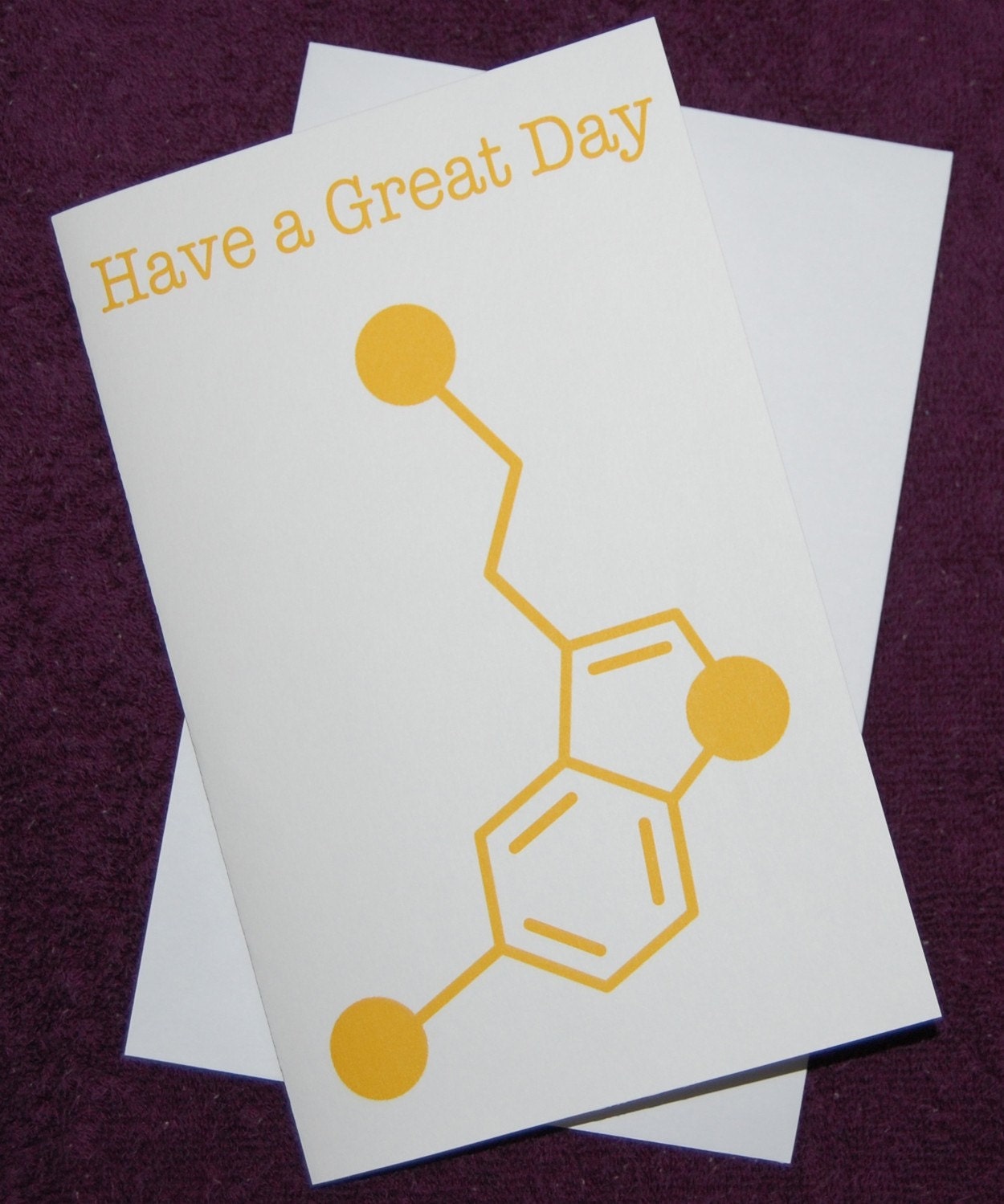 Serotonin - Have a Great Day - Chemistry Nerd Greeting Card - Yellow