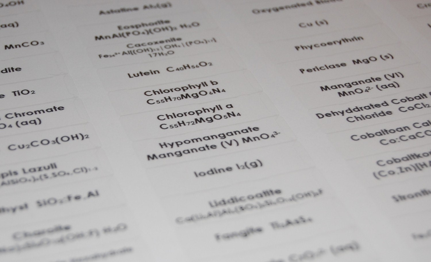 Chemistry Crayon CLEAR Labels - set of 48
