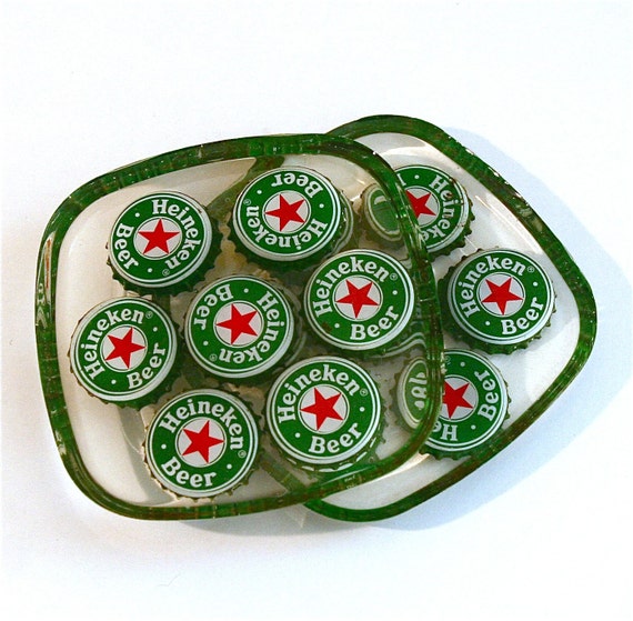 Items similar to Heineken Beer Bottle Cap Resin Coasters Set of 4 on Etsy