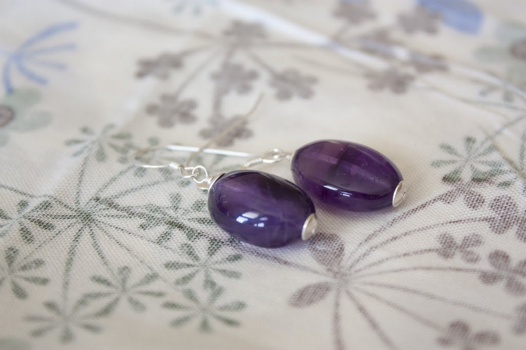 Ametyst stone sterling silver earrings