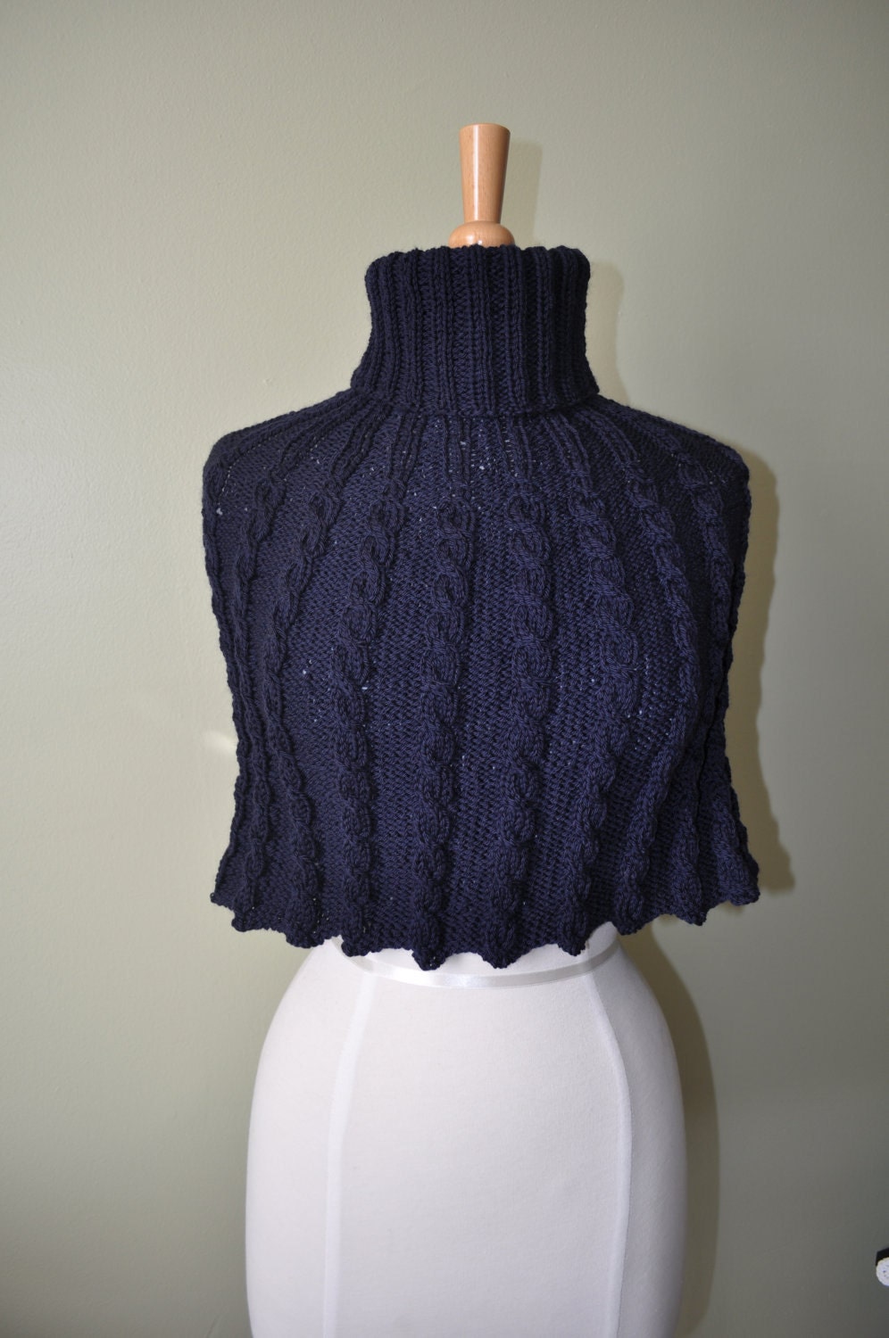 Navy Cables  Wool Capelet