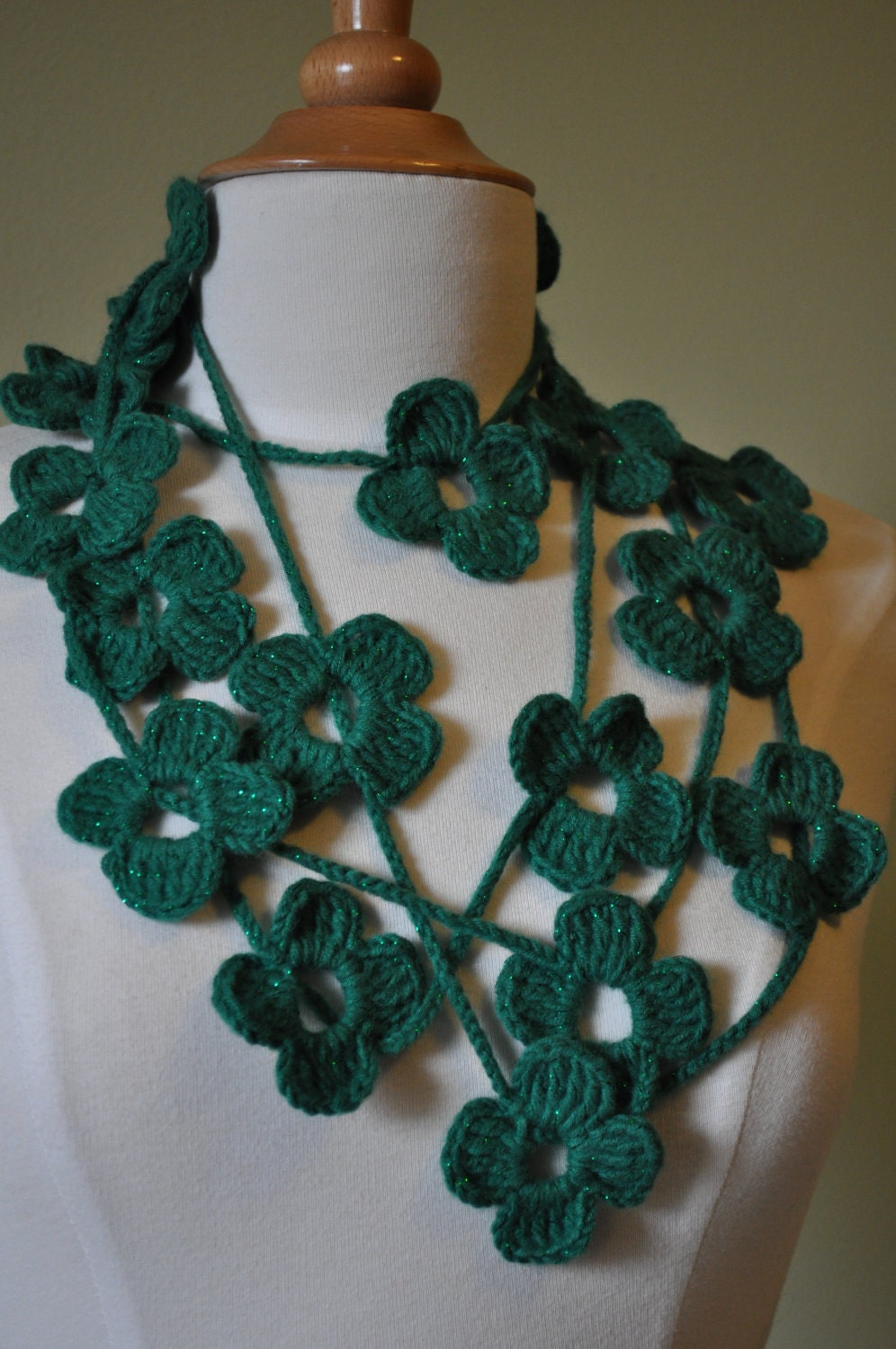Crochet Four Shamrock Clover Scarf