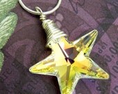 20% off Spring Sale - Swarovski Crystal Star Aurora Borealis Pendant