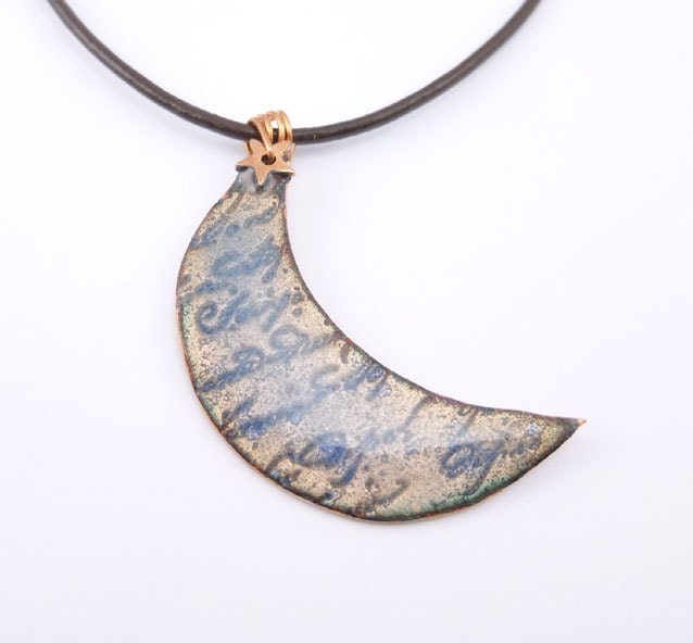 Blue Crescent Moon Pendant