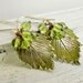 Fine Silver Peridot Earrings Slippery Elm Leaf Metal Clay