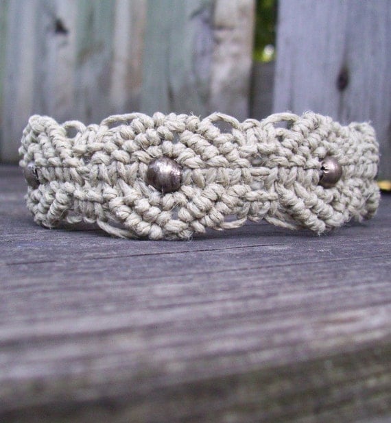 Items similar to Hemp Ankle Bracelet with Antique Brass on Etsy