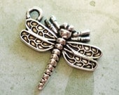10 silver dragonfly jewelry supply charms 22x 21x 7mm