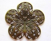 Antique bronze filigree medallion 8 victorian style jewelry supply