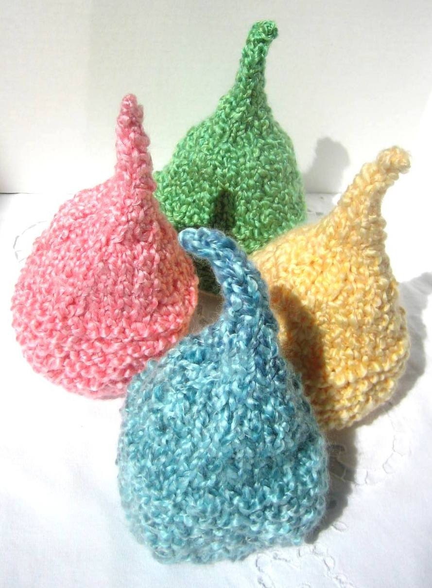 Knit Elf Hat for Newborn Baby, Spring Colors, Photography Prop