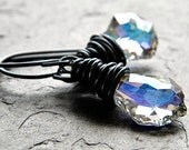 Aurora Borealis Crystal Earrings, Mystic Swarovski Crystal Briolette Oxidized Sterling Silver Earrings  - Northern Lights