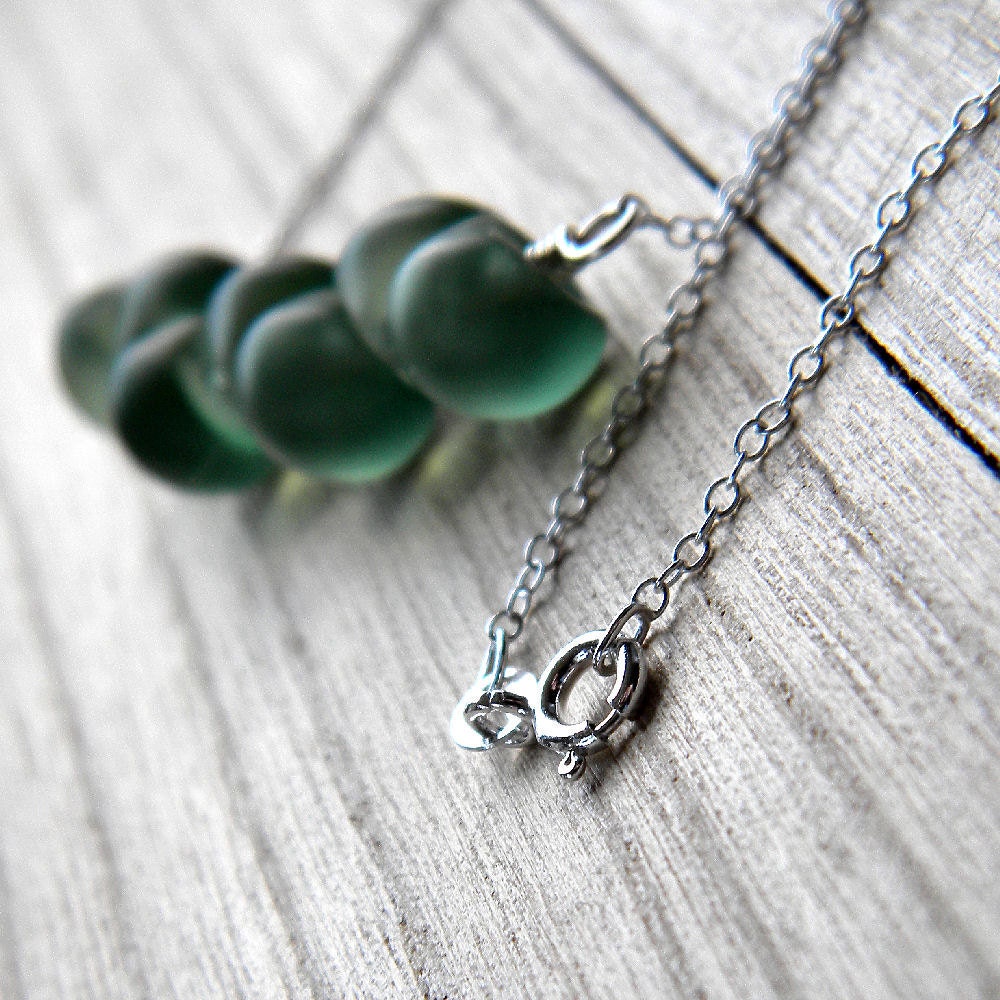 Pastel Necklace, Frosted Mint Green Glass Sterling Silver Necklace Spring Fashion Bridesmaid - Garden Party