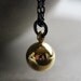 Silver Necklace, Gold Brass Ball Pendant Oxidized Sterling Silver Necklace - Frog Prince