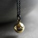 Silver Necklace, Gold Brass Ball Pendant Oxidized Sterling Silver Necklace - Frog Prince