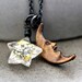 Moon and Star Necklace, Quartz Crystal Brass Cresecent Moon Charm Oxidized Sterling Silver Necklace - Galaxy