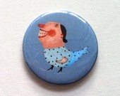 Fridge magnet / tosya drawing blue woman bird
