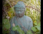 Photo of Buddha statue, Japanese garden, zen, buddhism, meditation, peaceful, yoga - Buddha of the Simple Garden
