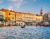 Morning on the Grand Canal, from the Rialto Bridge, Venice, Italy gondola gondolier morning spring photograph - Canale Grande