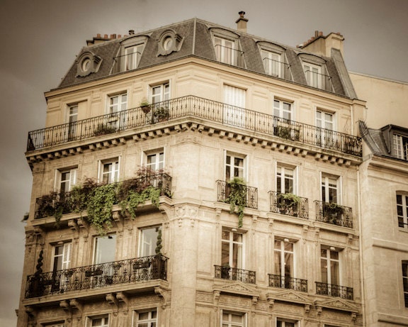 Paris apartment building - parisian building pastel city photograph Notre Dame Seine Eiffel wall decor fine art - Paris Above All