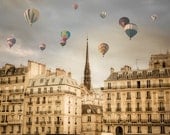 Balloons over Paris Photo, Hot Air Balloon Photograph, Paris Print, Notre Dame Photo, Dreamy, Whimsical, Wall Art, Home Decor, par22b - DeepLightPhotography