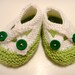 Baby Booties Green White Buttons