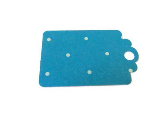 Price Tag Hanging Tag Blue with Off White Polka Dots- Set of 28