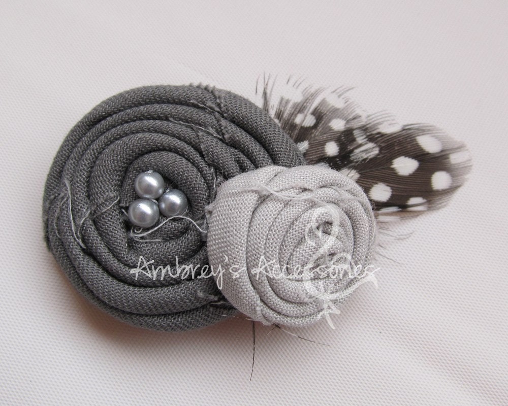 Gray Fabric Rosette, Interchangeable Snap Accessory