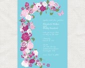 rose garden floral wedding invitation - printable file