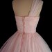 Vintage 1950's 50's Bombshell Pink Chiffon Strapless One-Shoulder Bubble Hem Full Skirt Cocktail Party Prom Dress