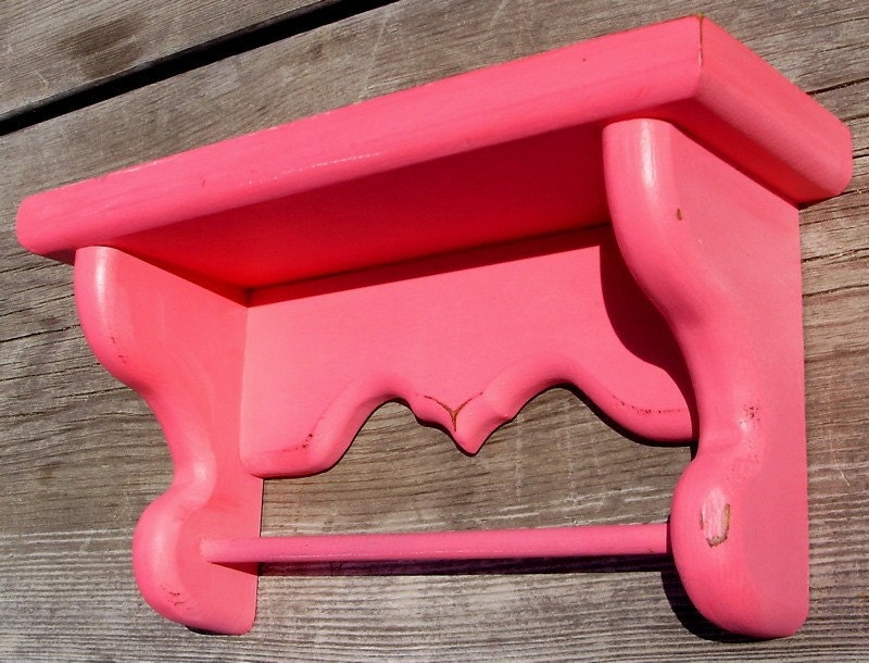 Painted Wood Shelf - Honeysuckle Pink - UpCyclyed Vintage