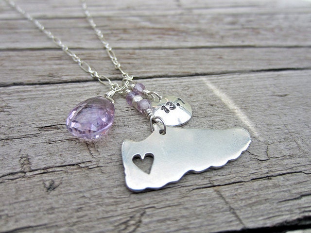 Customized Silver necklace Running Inspiration with Amethyst Gemstone