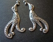 Silver Bird Earring Supply or Connectors, Nice Plating, Very detailed