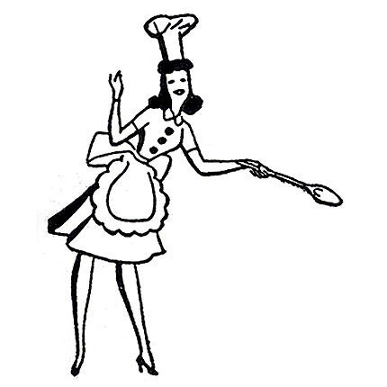 Unmounted Rubber Stamp - Cooking Lady with Spoon