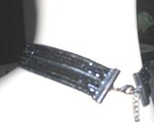 NECKLET - Nine Strands of Iridescent Tiny Black Beads - Antique  VICTORIAN  MOURNING Jewelry