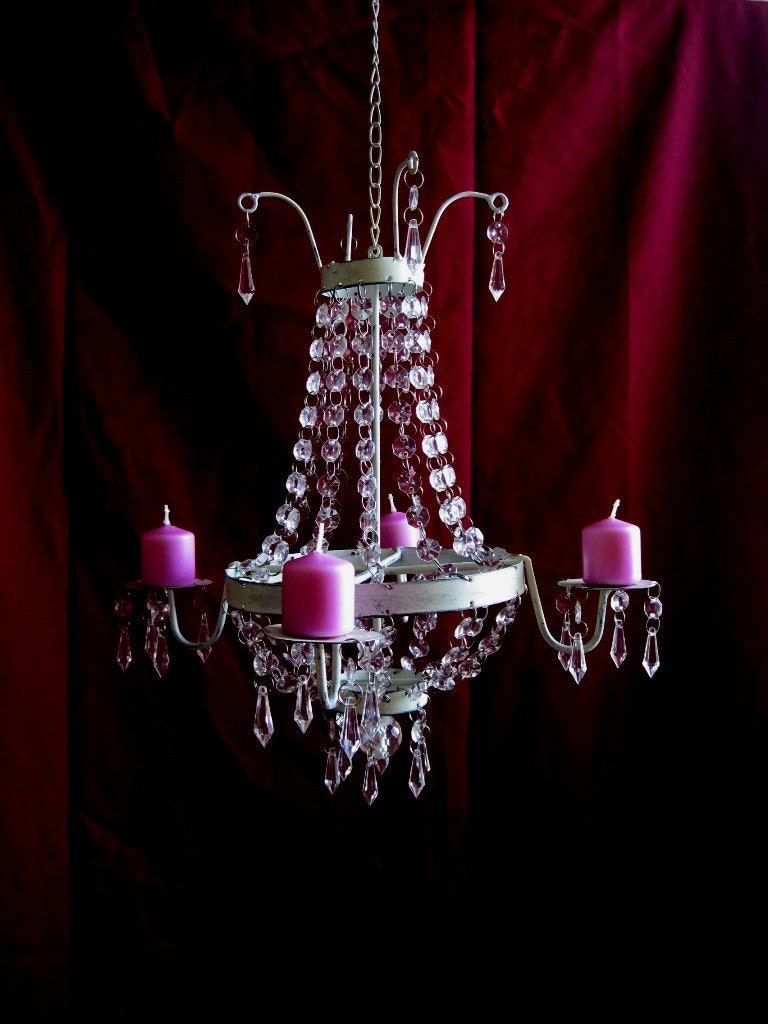 Elegantly Shabby Creamy White 4 Candle Chandelier MADE TO ORDER