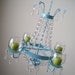 Metal and Glass Turquoise 4 Candle Chandelier MADE TO ORDER