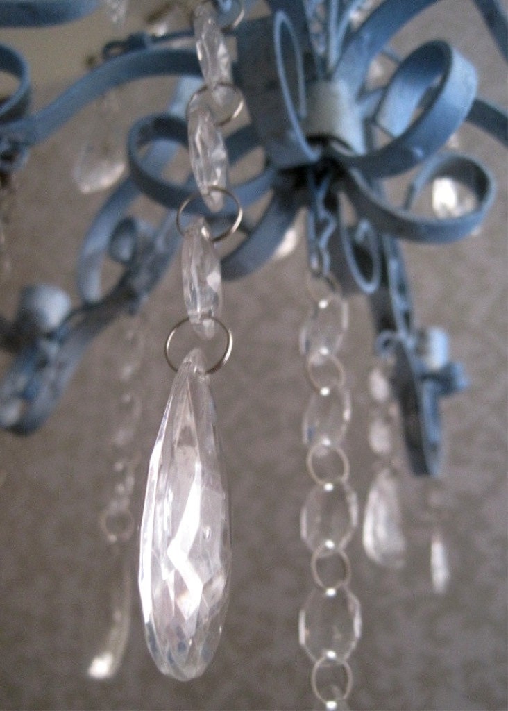 Seaside Collection Shabby Sea Blue Scroll Candle Chandelier