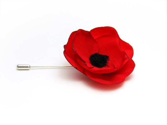 Tie pin Red poppy stick hat pin