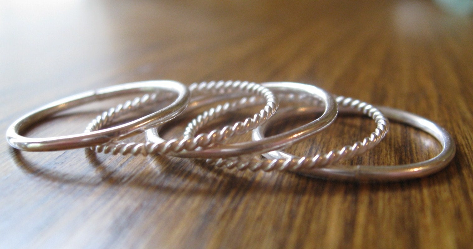 Roco Set - five sterling silver stacking rings