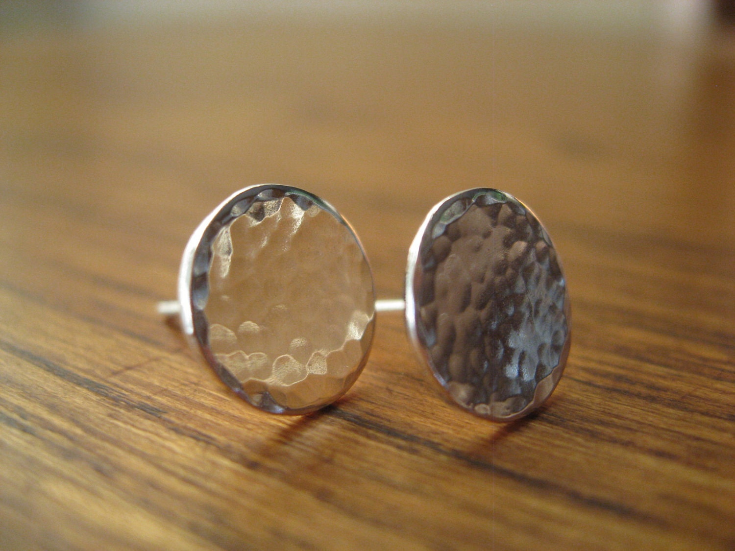 Madison - hammered sterling silver round stud earrings