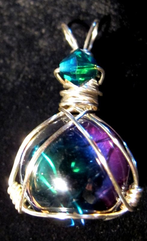 SALE Rainbow Titanium Aura Quartz Crystal Ball Pendant