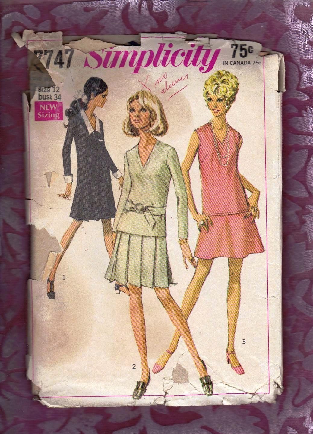 Vintage 1968 Simplicity 7747 2 piece dress size 12
