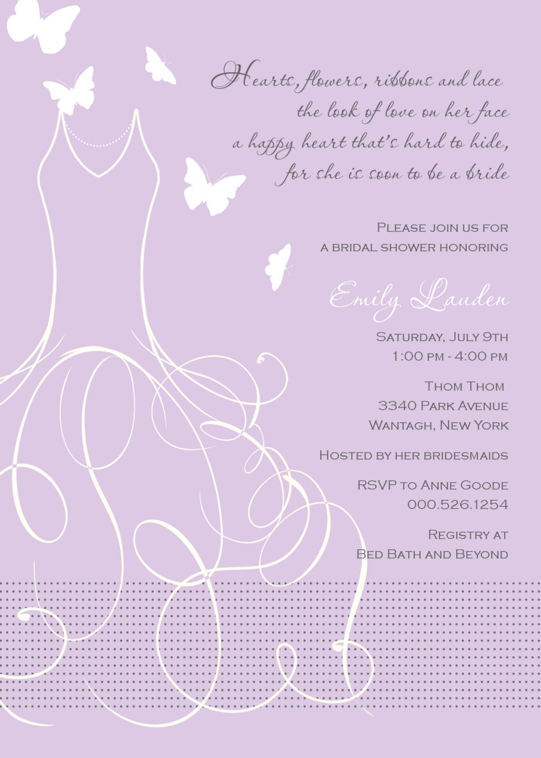 Whimsical Bride Butterfly Bridal Shower Invitation Wedding Gown Dress Il_570xn