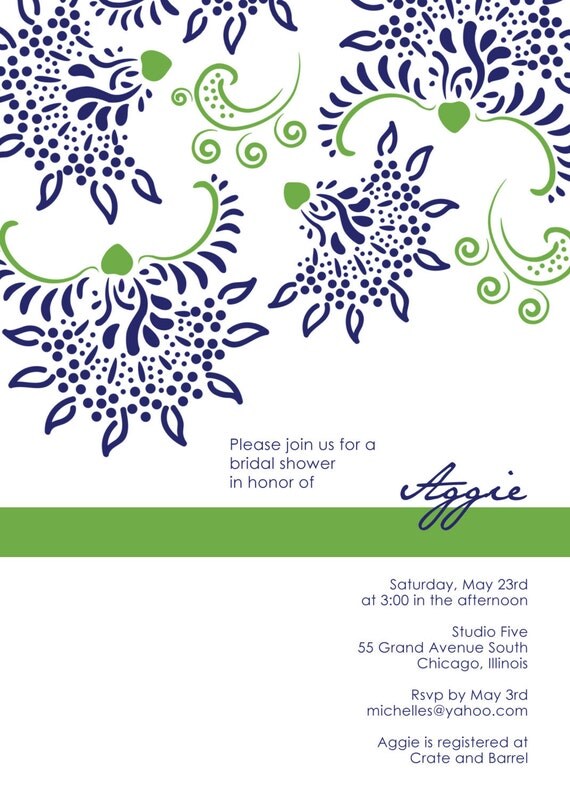 Bridal Shower Fashionista in Navy Blue and Kelly Green Il_570xn