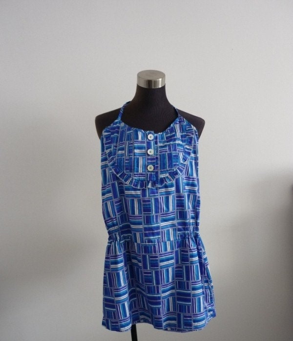 Out of the Blue Print Halter Blouse