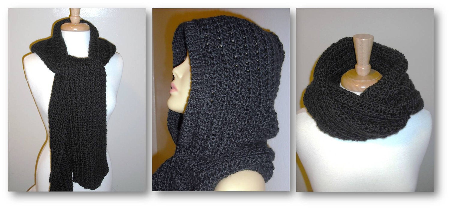 RESERVED FOR MISTY, Hooded Scarf, Crochet Scarf
