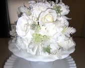 SUPER SALE. White Rose Wedding Bouquet and Buttonhole
