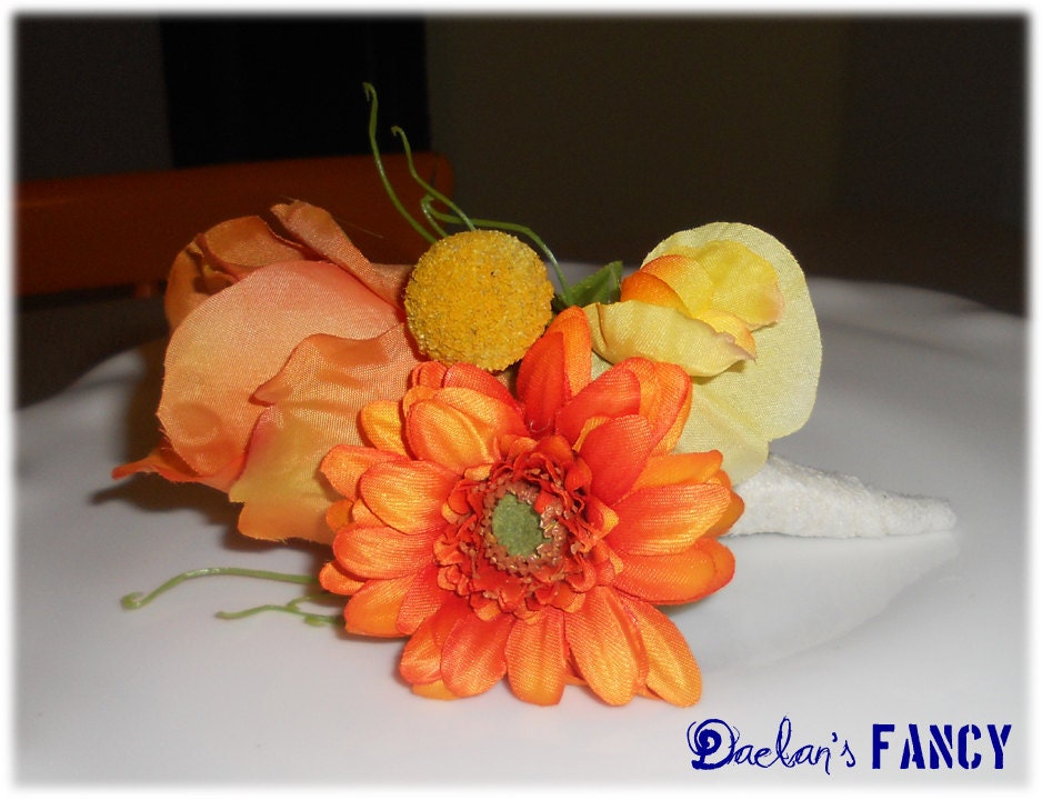 SUPER SALE. Orange, Peach, and Yellow, Rose, Gerbera Daisy and Sweet Pea Bout