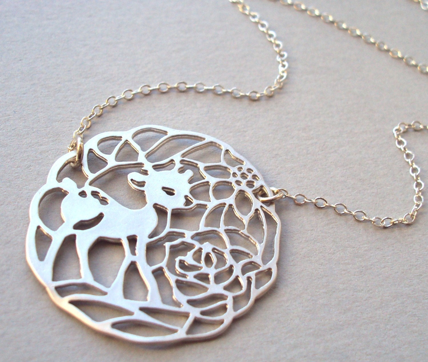 Silver Deer necklace with sterling silver chain