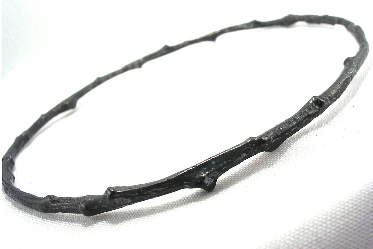 Twig bangle bracelet oxidized silver medium size nature jewelry - stratussilver