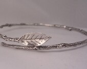 rose leaf bracelet twig bangle bracelet sterling nature jewelry standard size